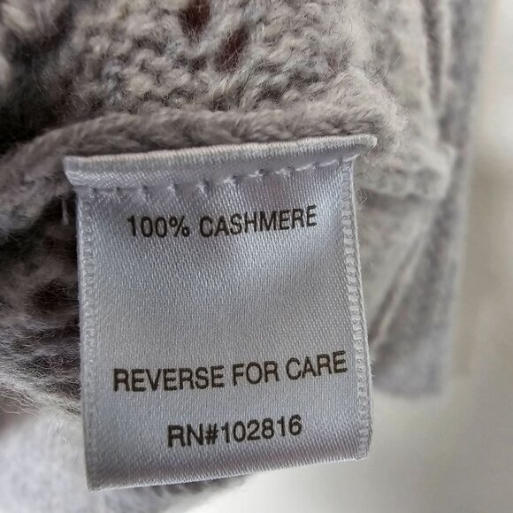 Garnet Hill Size Medium Grey Loose Knit Sweater 100% Cashmere 3/4 Flare Sleeve - Picture 4 of 5